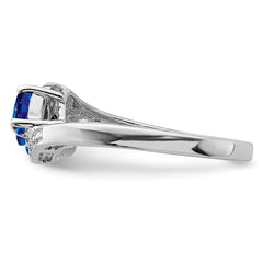 Sterling Silver Rhodium-plated Sapphire & Diamond Ring - 3