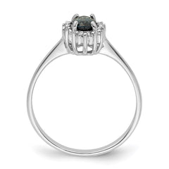 Sterling Silver Rhodium-plated Sapphire Diamond Ring - 2