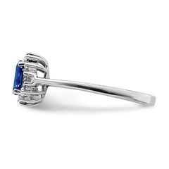 Sterling Silver Rhodium-plated Sapphire Diamond Ring - 2
