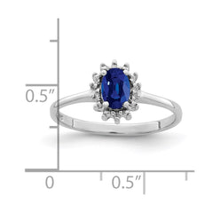 Sterling Silver Rhodium-plated Sapphire Diamond Ring - 2