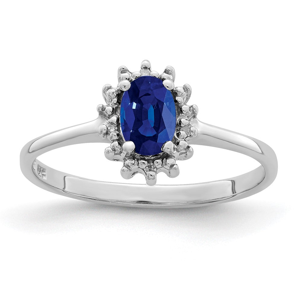 Sterling Silver Rhodium-plated Sapphire Diamond Ring - 2