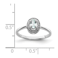Sterling Silver Rhodium Aqua & Diamond Ring - 3