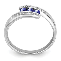 Sterling Silver Rhodium Tanzanite & Diam. Ring - 4