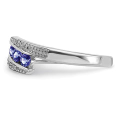 Sterling Silver Rhodium Tanzanite & Diam. Ring - 10
