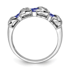 Sterling Silver Rhodium Tanzanite & Diam. Ring - 11