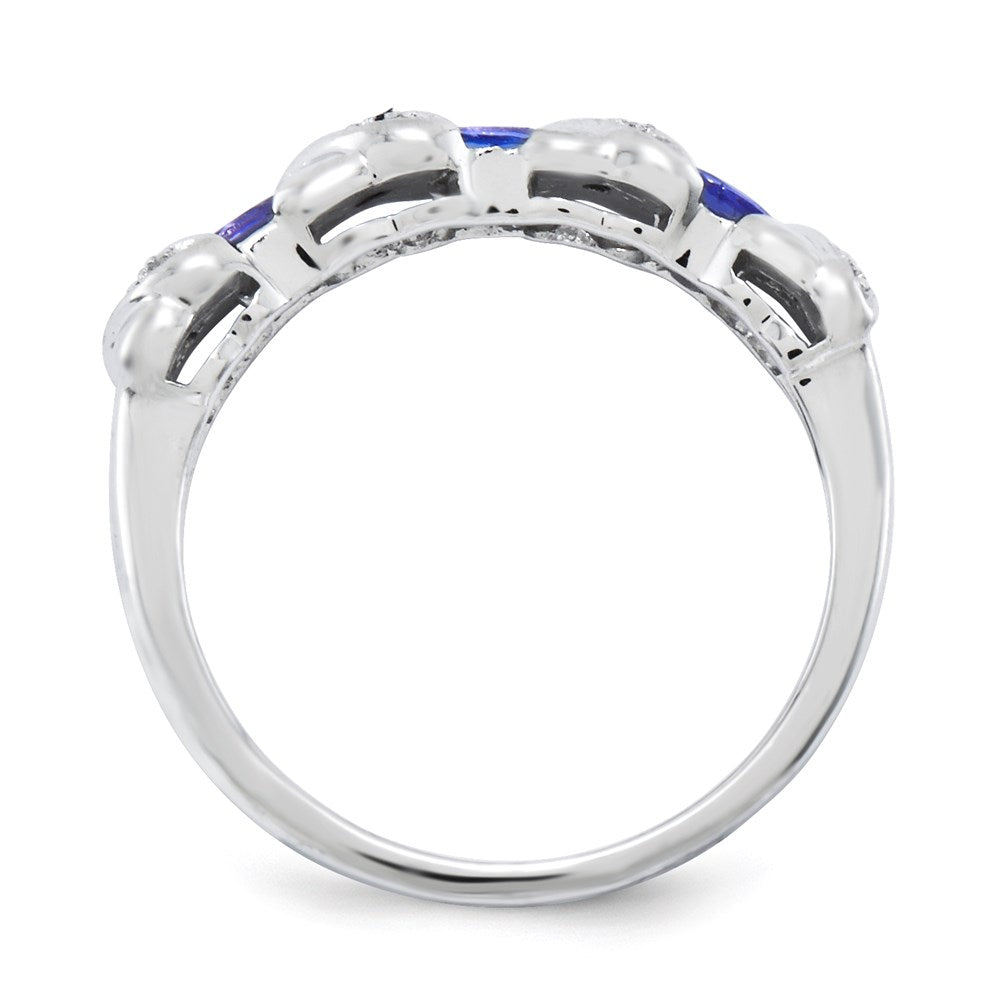 Sterling Silver Rhodium Tanzanite & Diam. Ring - 11