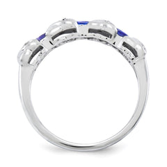 Sterling Silver Rhodium Tanzanite & Diam. Ring - 11
