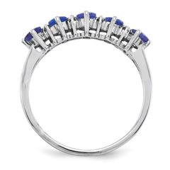 Sterling Silver Rhodium Tanzanite & Diam. Ring - 5