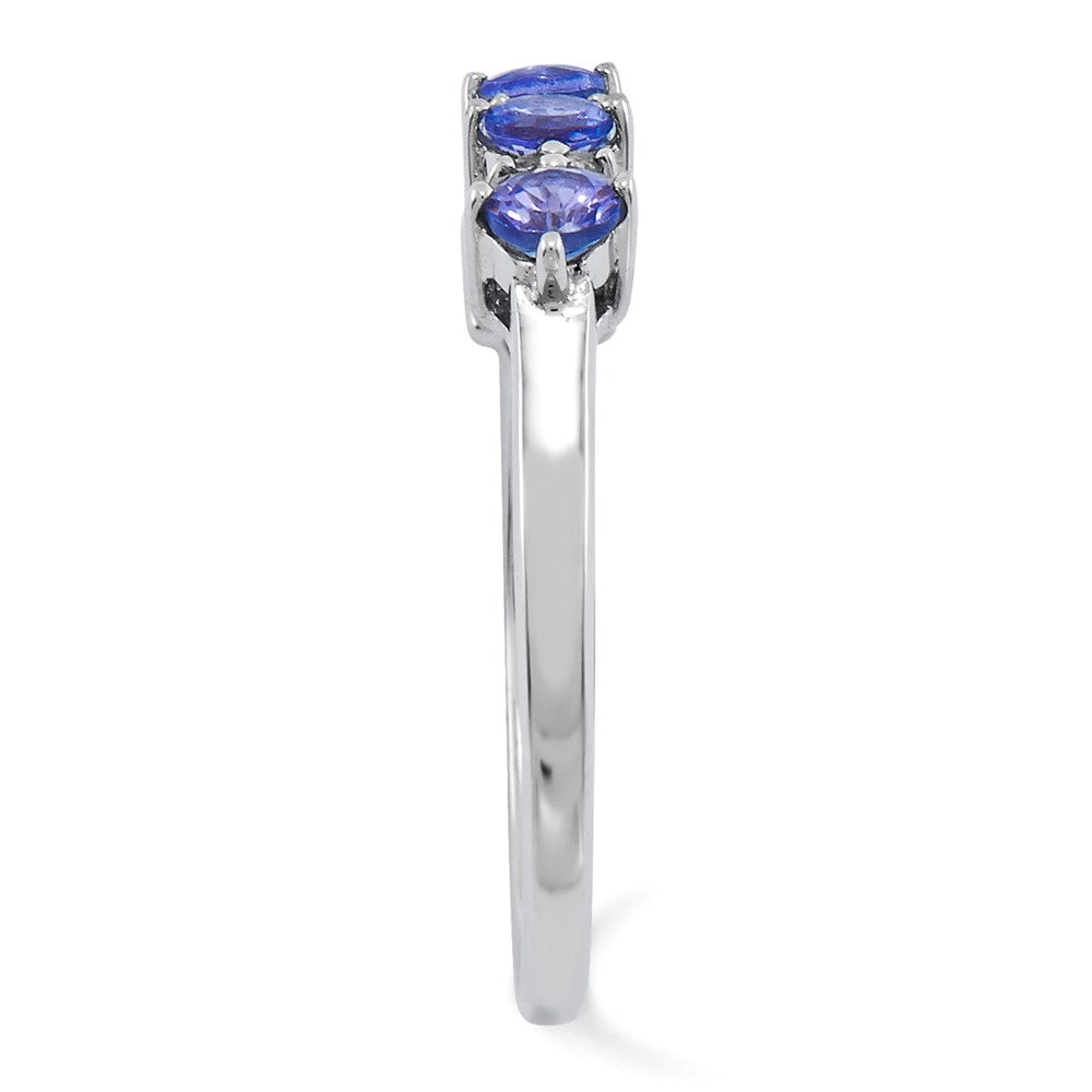 Sterling Silver Rhodium Tanzanite & Diam. Ring - 12
