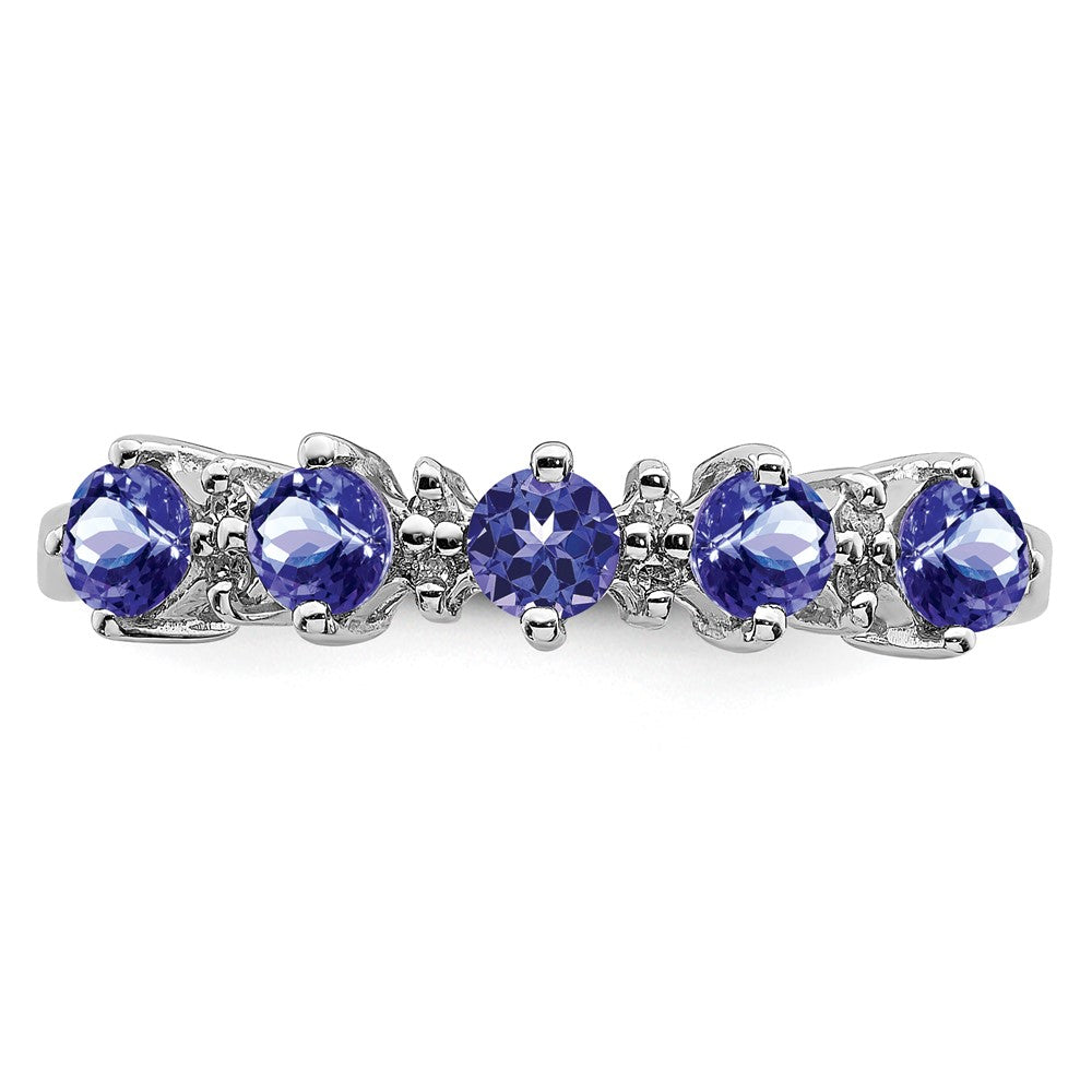 Sterling Silver Rhodium Tanzanite & Diam. Ring - 12