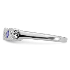 Sterling Silver Rhodium Tanzanite & Diam. Ring - 13