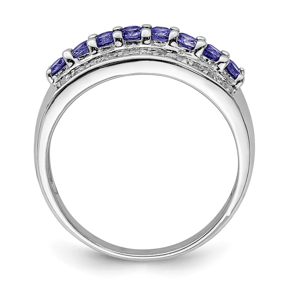 Sterling Silver Rhodium Tanzanite & Diam. Ring