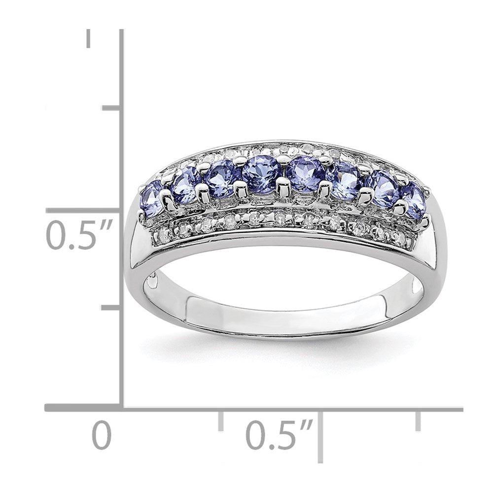 Sterling Silver Rhodium Tanzanite & Diam. Ring