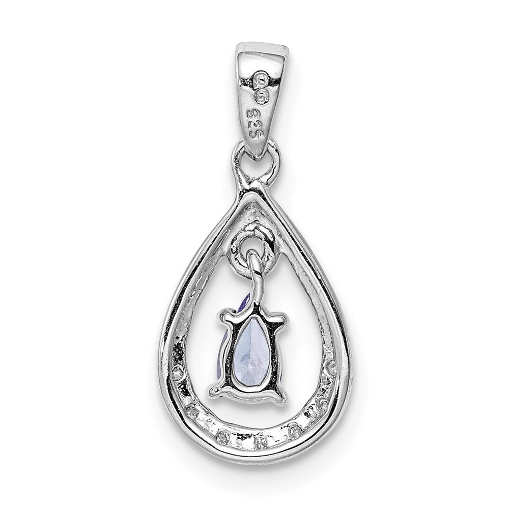 Sterling Silver Rhodium-plated Tanzanite & Diamond Pendant - 3