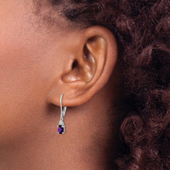 Sterling Silver Rhodium-plated Diamond and Amethyst Earrings - 4