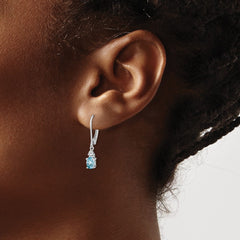 Sterling Silver Rhodium-plated Diamond and Blue Topaz Earrings - 2
