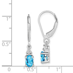 Sterling Silver Rhodium-plated Diamond and Blue Topaz Earrings - 2