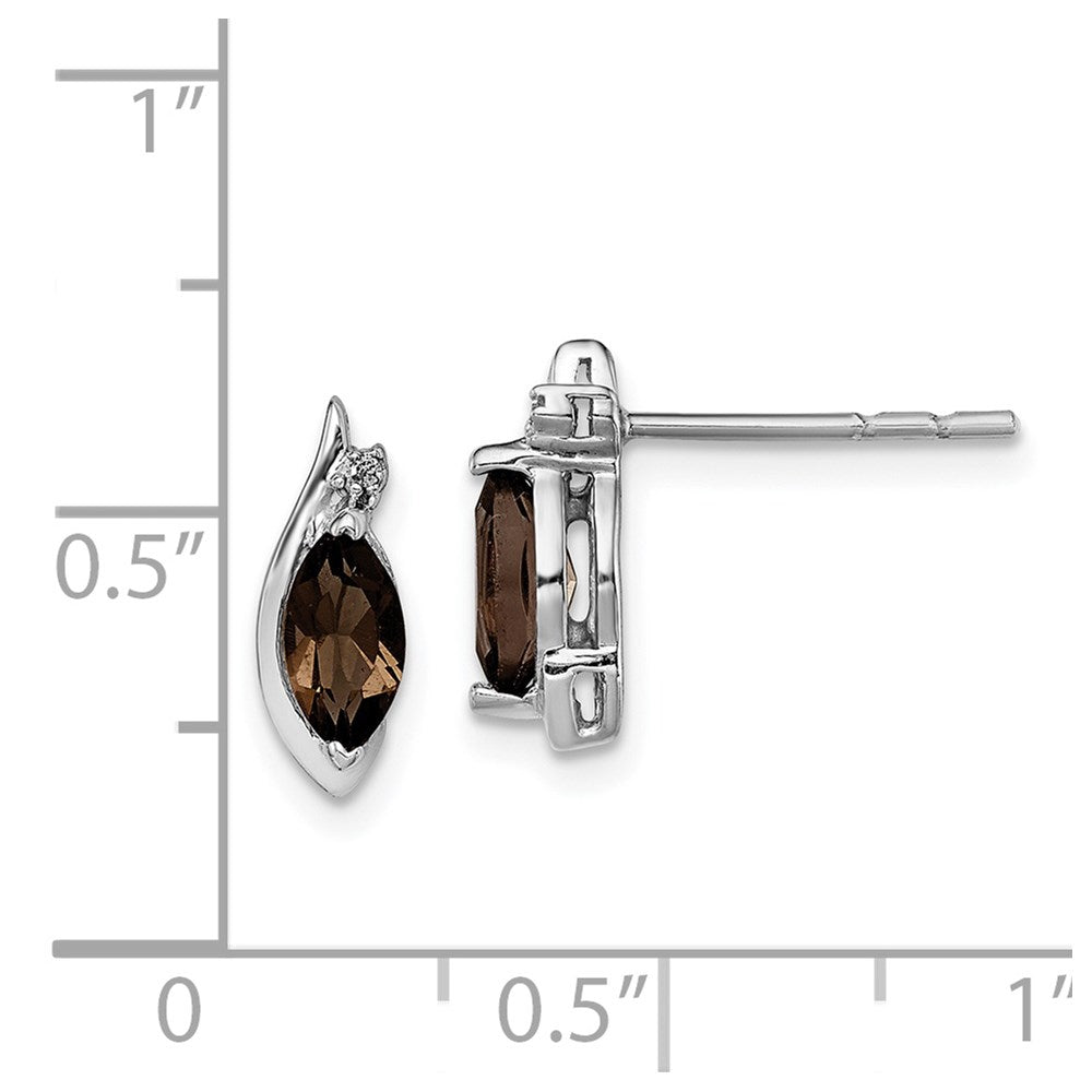 Sterling Silver Rhodium-plated Diamond and Smoky Quartz Earrings - 2
