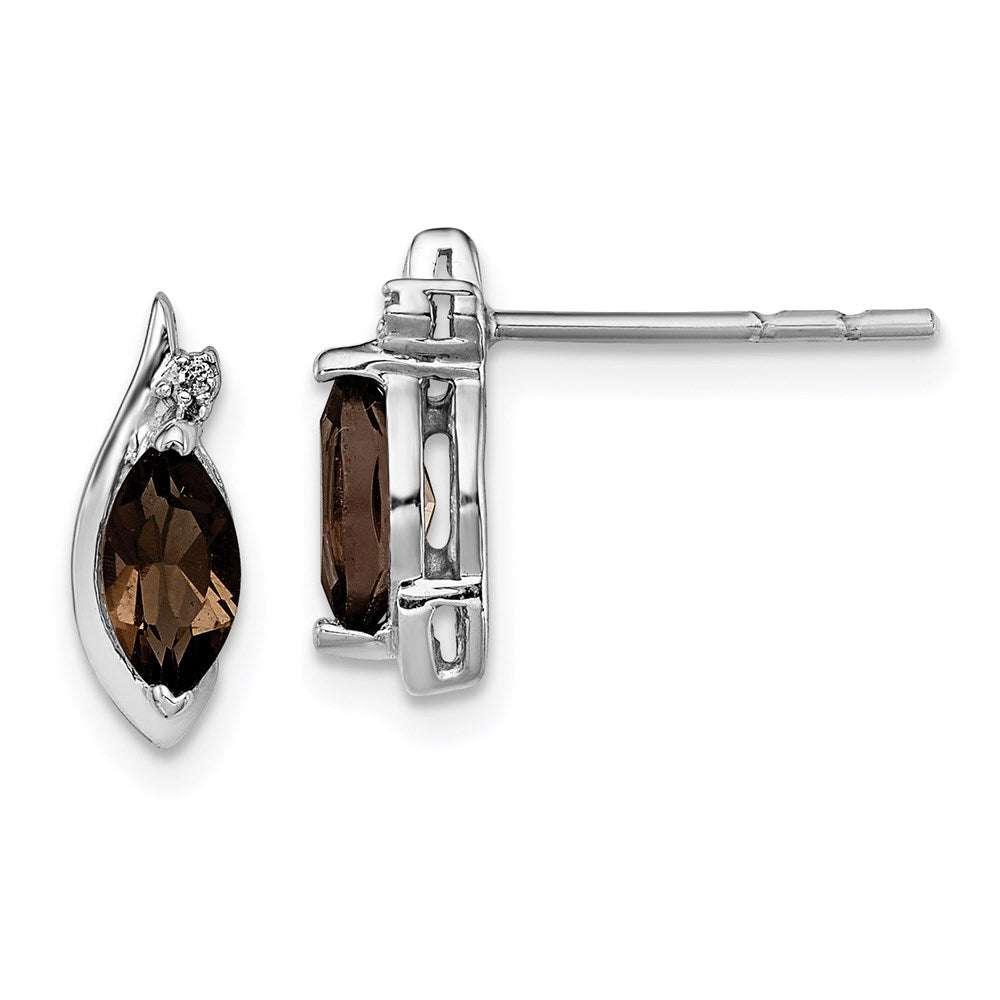 Sterling Silver Rhodium-plated Diamond and Smoky Quartz Earrings - 2