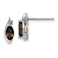 Sterling Silver Rhodium-plated Diamond and Smoky Quartz Earrings - 2
