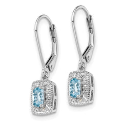 Sterling Silver Rhodium-plated Blue Topaz Diamond Earrings - 2
