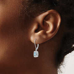 Sterling Silver Rhodium-plated Blue Topaz Diamond Earrings - 2
