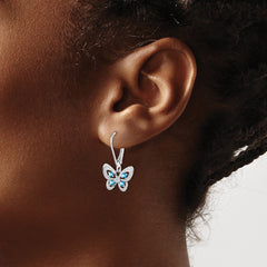 Sterling Silver Rhodium-plated Blue Topaz and Diamond Earrings - 4