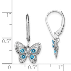 Sterling Silver Rhodium-plated Blue Topaz and Diamond Earrings - 4