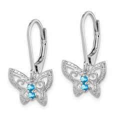 Sterling Silver Rhodium-plated Blue Topaz and Diamond Earrings - 5