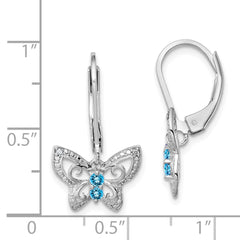 Sterling Silver Rhodium-plated Blue Topaz and Diamond Earrings - 5