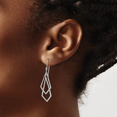 Sterling Silver Rhodium Plated Diamond Dangle Earrings - 2