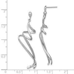 Sterling Silver Rhodium Plated Diamond Swirl Post Dangle Earrings - 4