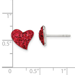 Sterling Silver Rhodium-plated Red Preciosa Crystal Heart Post Earrings - 2
