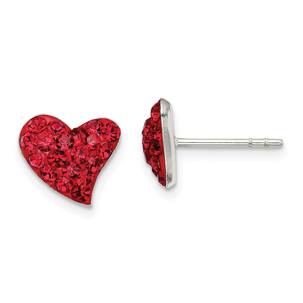 Sterling Silver Rhodium-plated Red Preciosa Crystal Heart Post Earrings - 2