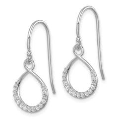 Sterling Silver Rhodium-plated with CZ Infinity Shepherd Hook Earrings - 2