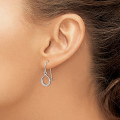 Sterling Silver Rhodium-plated with CZ Infinity Shepherd Hook Earrings - 2