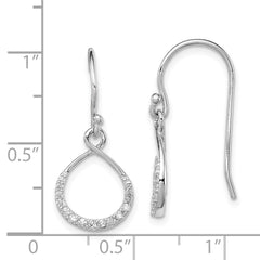 Sterling Silver Rhodium-plated with CZ Infinity Shepherd Hook Earrings - 2