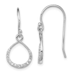 Sterling Silver Rhodium-plated with CZ Infinity Shepherd Hook Earrings - 2