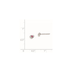 Sterling Silver Madi K Rhodium-plated Polished October Pink Preciosa Crystal Heart Children's Post Earrings