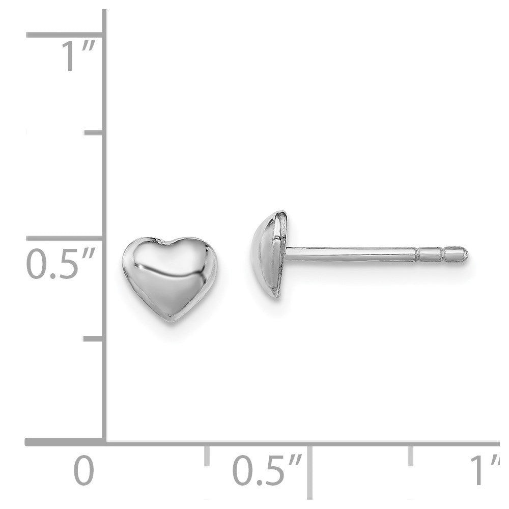 Sterling Silver Rhodium-plated Polished Heart Children's Post Earrings - 2