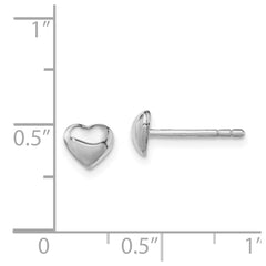 Sterling Silver Rhodium-plated Polished Heart Children's Post Earrings - 2