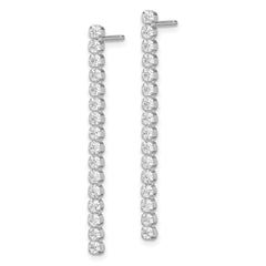 Sterling Silver Rhodium-plated Polished Fancy CZ Post Dangle Earrings