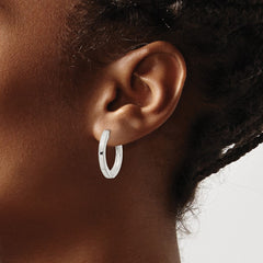 Sterling Silver 2.5x20mm Hinged Hoop Earrings