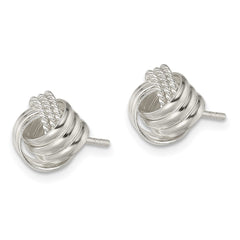 Sterling Silver Polished and Textured Knot Post Earrings - 2