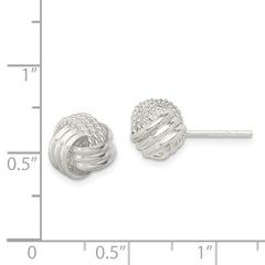 Sterling Silver Polished and Textured Knot Post Earrings - 2