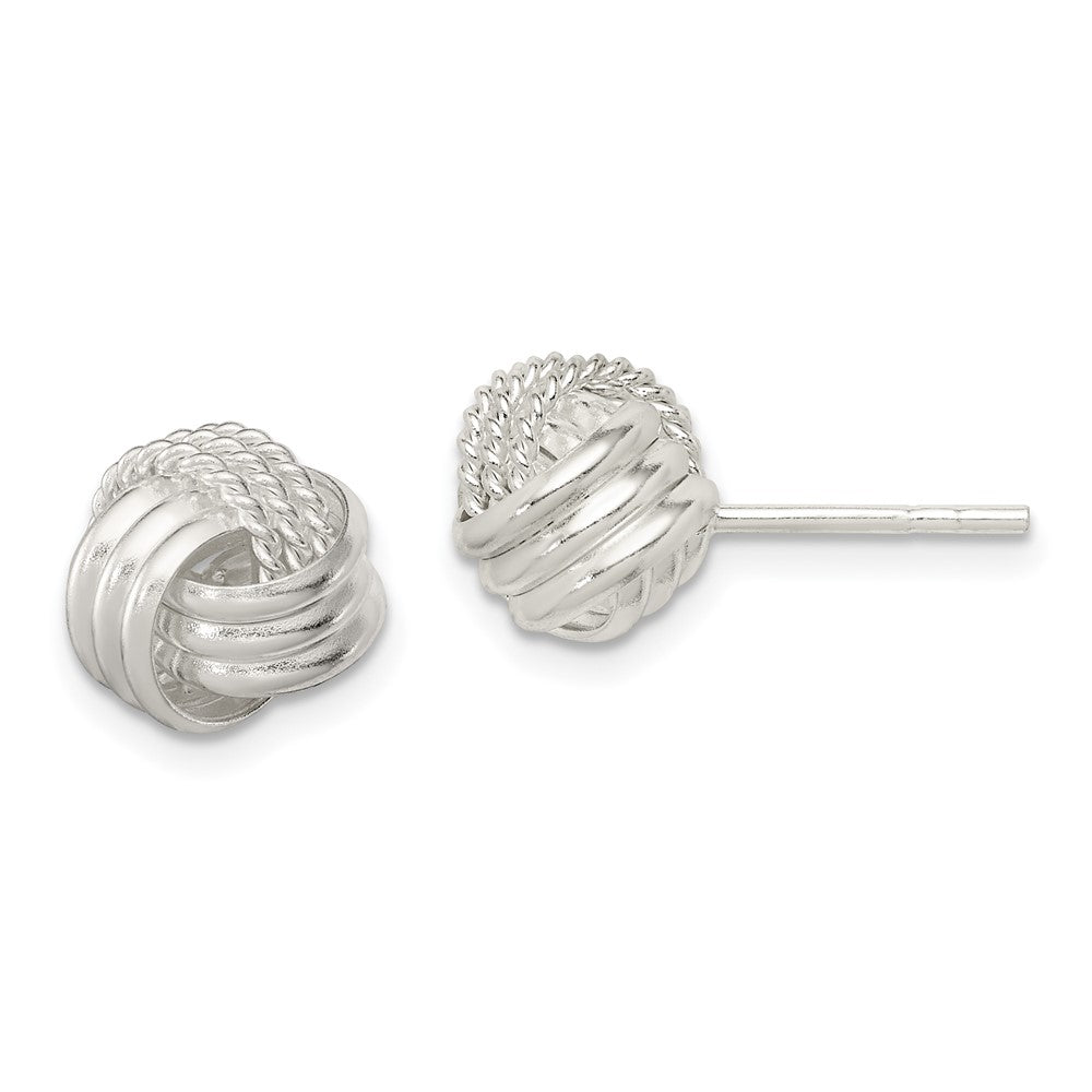 Sterling Silver Polished and Textured Knot Post Earrings - 2