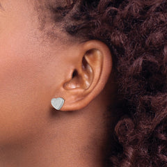 Sterling Silver Rhodium-plated CZ Micro pavâ Heart Post Earrings