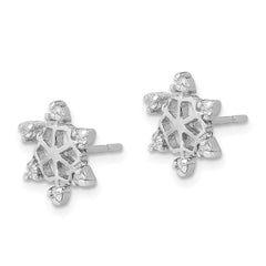 Sterling Silver Rhodium-plated CZ Snowflake Post Earrings - 6