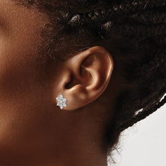Sterling Silver Rhodium-plated CZ Snowflake Post Earrings - 6