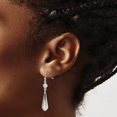 Sterling Silver Polished Beaded Teardrop Dangle Earrings - 2